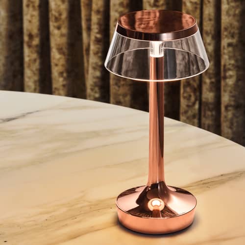Lampe sans fil rechargeable Bon Jour Unplugged / LED - Variateur sensitif - Flos - Cuivre - ABS, PMMA