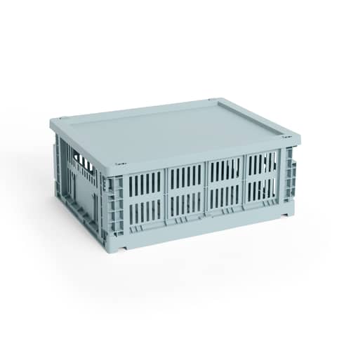  Lid plastic material blue / For Basket Colour Crate Medium 27 x 35 cm - Hay - Blue Dusty - Recycled polypropylene