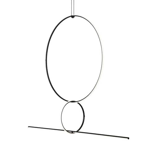 Arrangements 3 LED Pendant metal white black / 3 elements - H 140 x L 170 cm - Flos - Black & White - Painted aluminium, Polycarbonate