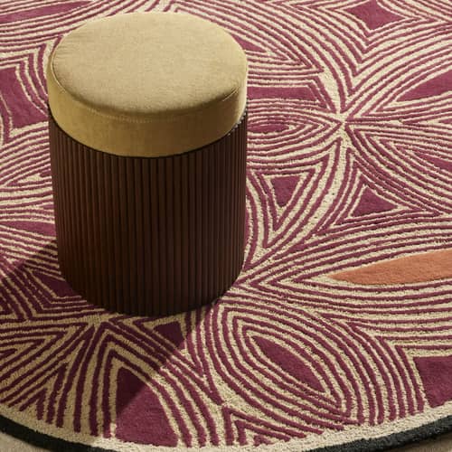 Pouf Riviera tessuto beige / Tavolo (cuscino rimovibile) - Rattan e Lino - Ø 36 x H 45 cm - Maison Sarah Lavoine - Beige / Rattan scuro - Espanso, Legno, Lino, Midollino
