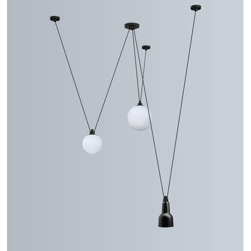 Sospensione Acrobate N°325 / Lampade Gras - 3 paralumi vetro Ø 25 cm - DCW edizioni - Bianco - Vetro