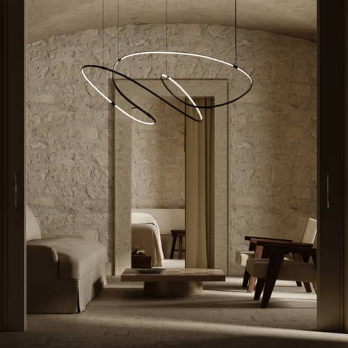 Sospensione Zigouzi LED metallo nero / L 150 cm - Dix Heures Dix - Nero - Alluminio anodizzato, Silicone