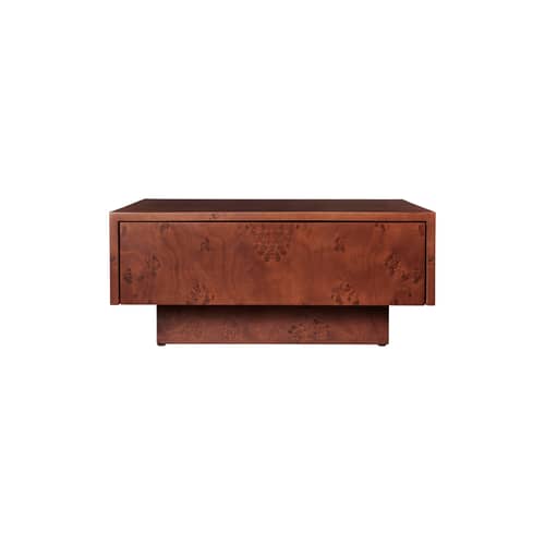 Table basse Burl bois marron / 70 x 70 x H 30 cm - Tiroir - Ferm Living - Marron - MDF, Placage en broussin certifié FSC