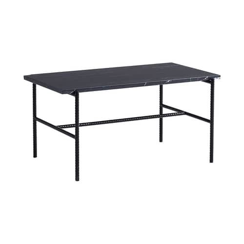 Table basse Rebar métal marbre noir / Marbre - 80 x 49 x H 40,5 cm - Hay - Noir - Acier laqué, Marbre