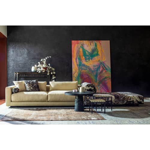 Table d\'appoint Not a Harem - Cross tissu multicolore / 45 x 45 x H 40 cm - Coton imprimé - Moroso - Cross / Tons bordeaux - Acier, Aggloméré, Coton
