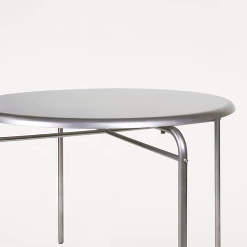 Table ronde Petit Rond OUTDOOR métal / Ø 90 cm - Frama  - Acier brossé - Acier inoxydable brossé