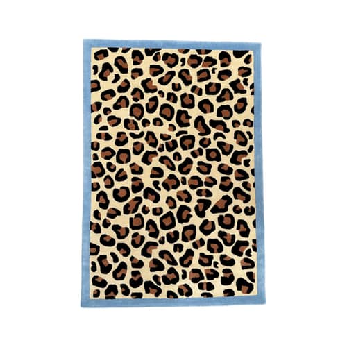 Teppich Blue Leopard textil braun / 210 x 140 cm - Getuftete Wolle, handgetuftet - COLORTHERAPIS - 210 x 140 cm / Braun & Blau - Wolle aus Neuseeland
