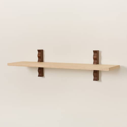 Wandregal Heju X Nobodinoz holz natur / L 90 cm - NOBODINOZ - 1 Tablett - Eschenfurnier, Massives Kautschukholz
