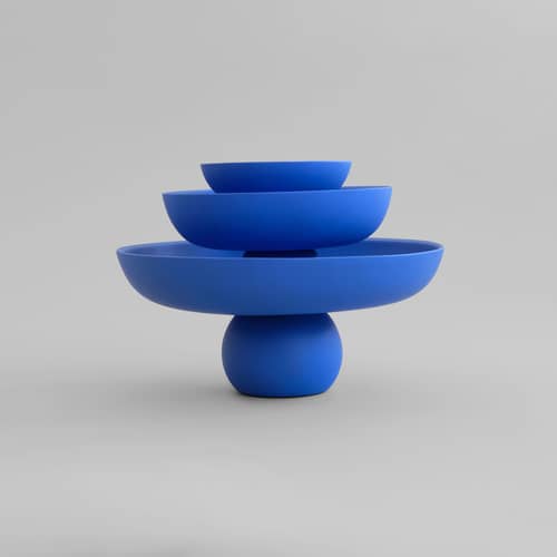 Centre de table Baburu Medium céramique bleu / Ø 30 x H 15 cm - 101 COPENHAGEN - Bleu Marrakech - Céramique