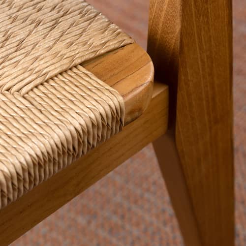 Chaise C-Chair OUTDOOR / Teck & corde polyéthylène / Réédition 1947 - Gubi - Corde naturelle / Teck - Corde polyéthylène, Teck massif certifié