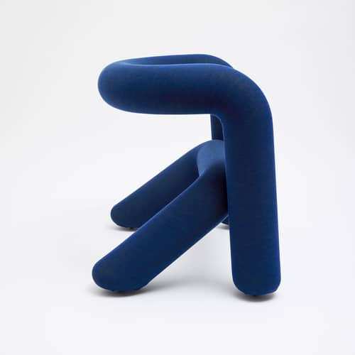Gepolsterter Sessel Extra Bold textil blau / Stoff Kvadrat - Moustache - Blau-grün (Stoff Kvadrat) - Schaumstoff, Stahl, Wolle