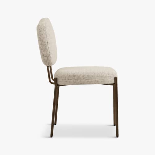 Gepolsterter Stuhl Mogan textil beige - NV GALLERY - Cappuccino-Beige / Metall-Schokolade - Eisen, Gewebe, High Density-Schaum