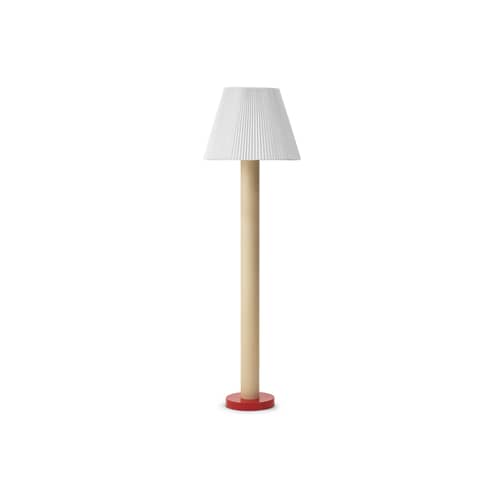Lampada a stelo Cellu metallo beige - Normann Copenhagen - Sabbia / Piede Rosso - Acciaio, Alluminio, PVC