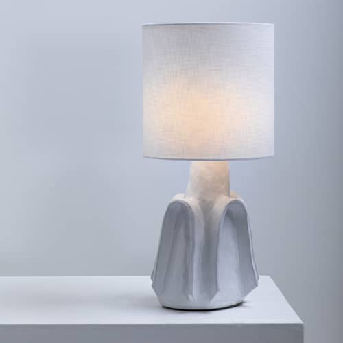 Lampe de table Billy / H 53 cm - Serax - Blanc - Grès, Tissu
