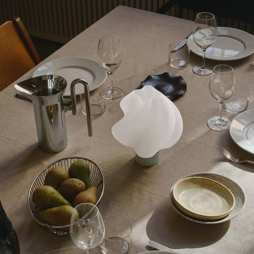 Lampe sans fil rechargeable Soft Serve vert - CRÈME ATELIER - Vert matcha / blanc - PLA recyclé