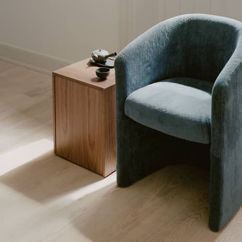 Mass End table wood brown / Drawer - 40 x 40 x H 47 cm - NEW WORKS - Walnut - Walnut veneer