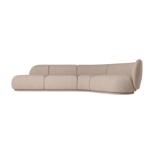 Rico Modular sofa  textile beige / Unit 45° narrow angle - UK version - Ferm Living - Narrow angle 45 - Foam, Terrycloth, Wood