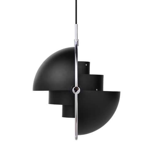Pendelleuchte Multi-Lite Large metall schwarz / Ø 36 cm - Modul & drehbar / Neuauflage 1972 - Gubi - Schwarz / Verchromt - Metall
