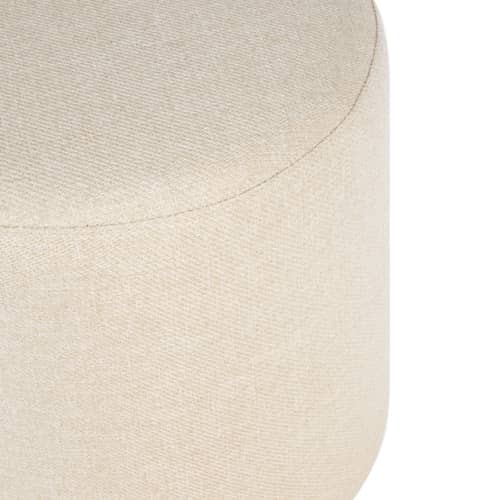 Pouf Folk Grand tissu beige / Ø 40 x H 40 cm - NOO.MA - Beige crémeux (polyester) -  Ouate, Bois, Mousse, Tissu polyester