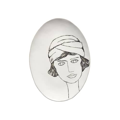 La Mère Presentation plate ceramic white / 37.5 x 27.5 cm - Serax - White / Black pattern - Sandstone