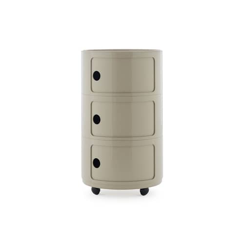 Rangement Componibili New Big plastique gris / 3 tiroirs - Ø 42 x H 69,5 cm - Kartell - Gris tourterelle - ABS