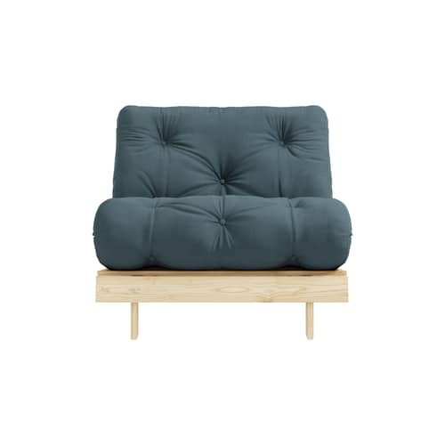 Fauteuil convertible Roots / Dormeuse & lit d\'appoint - 3 positions / Structure pin clair - KARUP DESIGN - Bleu pétrole 757 / Pin clair - Fibres recyclées mélangées, Mousse, Pin massif certifié FSC, Tissu
