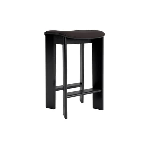 Sgabello alto Chisel 30 Low tessuto marrone / Altezza 65 cm - Imbottitura in Tessuto - Hay - Tessuto color cioccolato (Steeelcut trio 383) / Nero - Espanso, Impiallacciatura rovere laccato, Tessuto