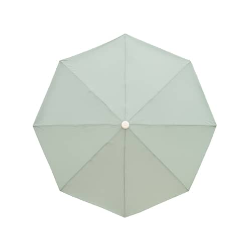 Sonnenschirm The Amalfi Riviera textil grün / Ø 230 cm - BUSINESS & PLEASURE - Blassgrün / Dunkelgrüner Rand - Aluminium, Glasfaser, Outdoor-Gewebe, Recyceltes Holz