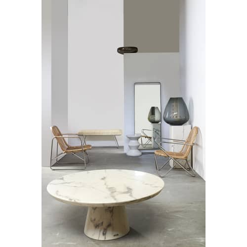 Table d\'appoint Marble look Small bois blanc / H 61 cm - Effet marbre - POLSPOTTEN - Blanc - MDF, Résine
