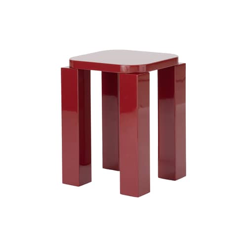 Tabouret Atlas bois rouge / Carré - NEW WORKS - Bordeaux - MDF laqué