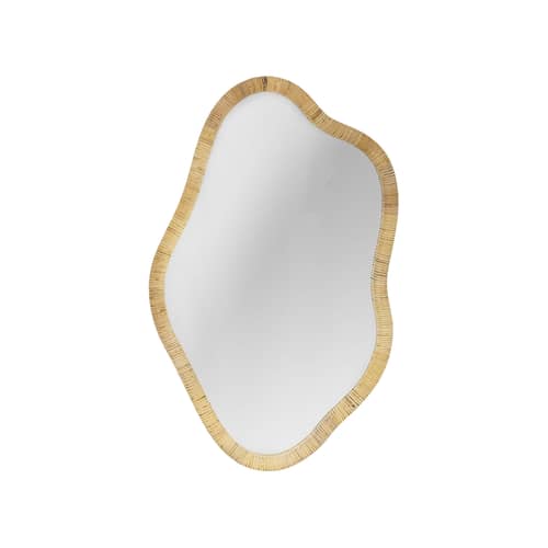 Wandspiegel Ashlie glas faser beige / 50 x 80 cm - Rattan - Bloomingville - Rattan - Glas, Rattan