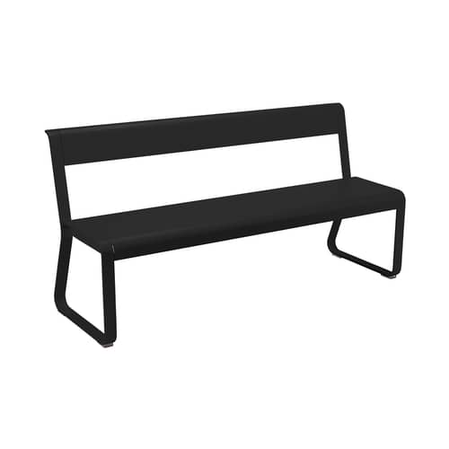 Bank mit Rückenlehne Bellevie metall schwarz / L 161 cm - 4-Sitzer - Fermob - Lakritze - Aluminium, Stahl
