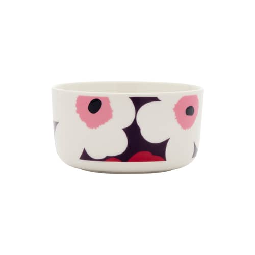 Unikko Bowl ceramic purple / Ø 12.5 x H 7 cm - 50 cl - Marimekko - Unikko / Plum, Red & Pink - Sandstone