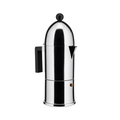 Cafetière italienne La Cupola métal noir / Induction - 6 tasses / Aldo Rossi, 1988 - Alessi - Noir / Acier - Acier magnétique, Fonte d\'aluminium, Résine thermoplastique