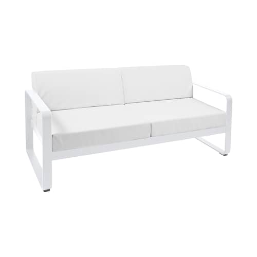 Canapé de jardin 2 places Bellevie métal tissu blanc L 160 cm - Tissu blanc grisé - Fermob - Blanc coton / Tissu blanc grisé - Aluminium laqué, Mousse, Tissu acrylique