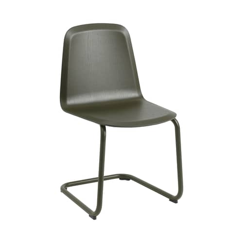Chaise Brink bois vert - Muuto - Vert olive foncé - Acier thermolaqué, Placage de bois certifié FSC