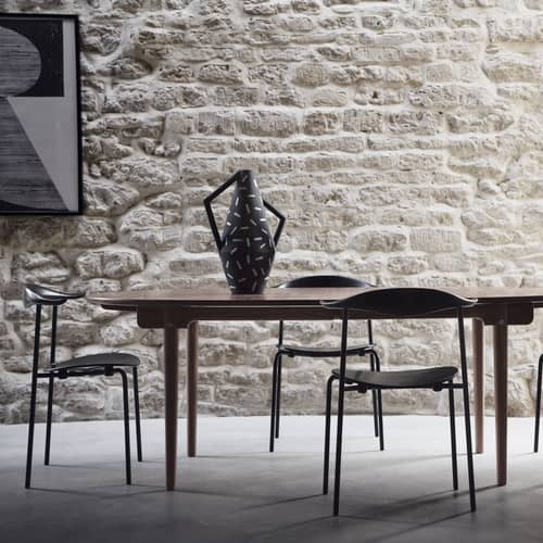 Chaise empilable CH88T bois noir / Hans J. Wegner, 1955 - CARL HANSEN & SON - Noir - Acier inoxydable, Contreplaqué de hêtre peint, Hêtre massif peint
