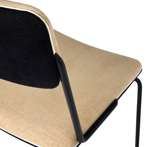 Chaise rembourrée Double jeu tissu beige - Maison Sarah Lavoine - Beige Lin & noir (coton) - Acier, Coton, Mousse