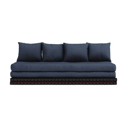 Canapé convertible Chico / Modulable - L 200 cm - KARUP DESIGN - Bleu marine 737 - Fibres recyclées mélangées, Jonc tissé, Mousse, Paille de riz, Tissu