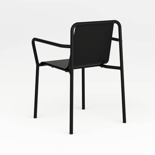 Fauteuil de repas empilable Panorama métal noir / Avec accoudoirs - TIPTOE - Noir Graphite - Acier thermolaqué