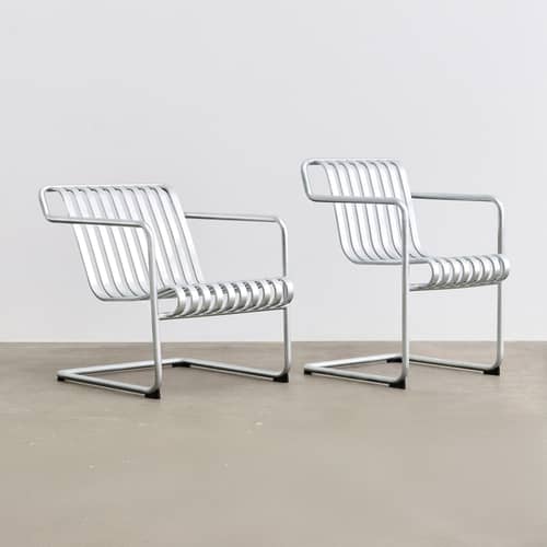 Fauteuil de repas Palissade Cantilever métal / Large - Hay - Acier galvanisé - Acier galvanisé à chaud