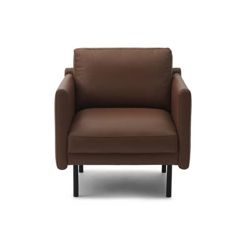 Fauteuil rembourré Rar cuir marron - Normann Copenhagen - Cuir Cognac - Acier, Bois, Cuir, Mousse PU
