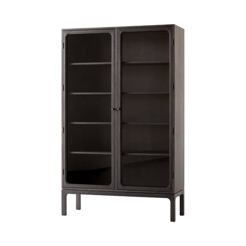 Geschirrschrank Trace Double SC88 holz braun / L 120 x H 192 cm - &tradition - Eiche dunkel gebeizt - Eichenfurnier, massive Eiche, Massives Messing