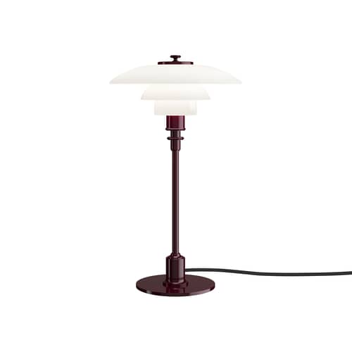 Lampe de table PH 2/1 bordeaux / Réédition 1927 - Louis Poulsen - Bordeaux brillant / Blanc - Aluminium laqué, Verre soufflé bouche