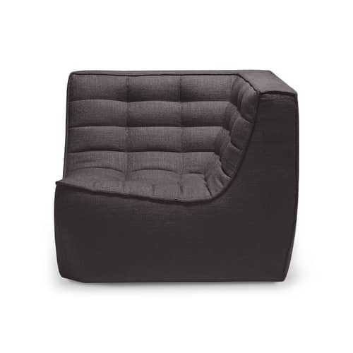 N701 Lounge Chair UK Version textile grey / UK Version - 90° square corner Unit - Ethnicraft - Dark grey (UK residential flame retardant) - Fabric, High-density PU foam, Wood