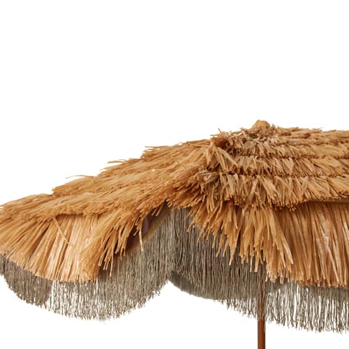 Ombrellone Serengeti fibre beige / Ø 192 cm - HK LIVING - Rafia naturale - Legno, Poliestere, Rafia sintetica