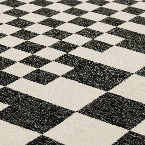 Carpretty Grand Outdoor rug textile beige / 300 x 200 cm - Fatboy - Square Affair / Charcoal grey & Cream - Woven polypropylene