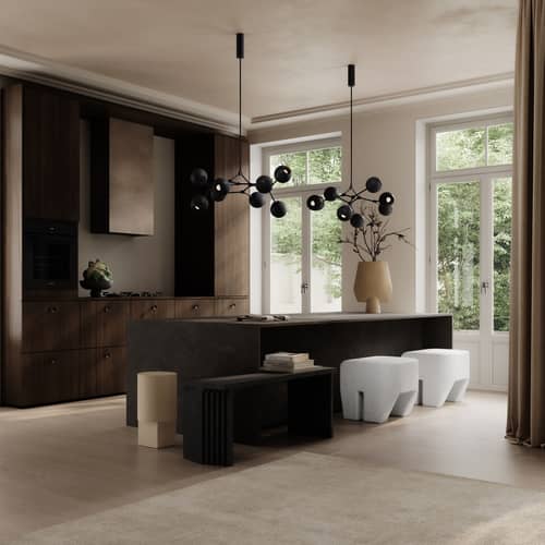 Pendelleuchte Drop Globe Mini metall schwarz / 95 x 70 x H 55 cm - 101 COPENHAGEN - Schwarz gebrannt - Eisen