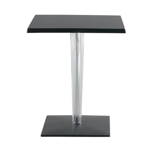 quadratischer Tisch TopTop - Dr. YES plastikmaterial schwarz mit eckiger Tischplatte 70 x 70 cm - Kartell - 70x70 cm - Schwarz / Sockel und Fuß rechteckig - klarlackbeschichtetes Aluminium, Melamin, PMMA