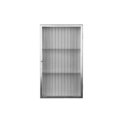 Rangement mural Haze métal / L 35 x H 60 cm - Verre cannelé - Ferm Living - Acier brossé  / Verre cannelé - Acier inoxydable brossé, Verre cannelé